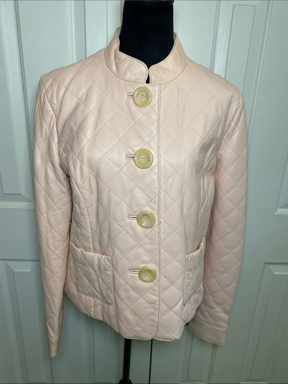 Wilsons Leather Quilted Light Pink Women's Jacket - Classic Button Front Size L
